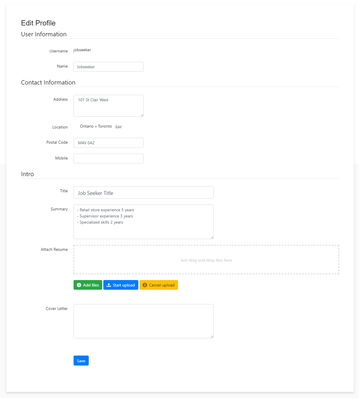 Jobseeker Edit Profile Jobseeker Edit Profile
